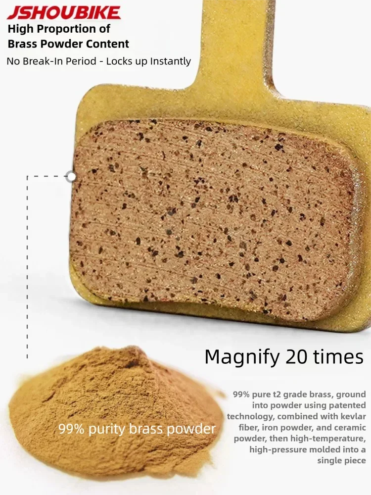 JSHOUBIKE 1/2/4/6/8/10 pairs BPP Bicycle brake pads Brass powder for Wire-pull disc brake Folding bike skateboard