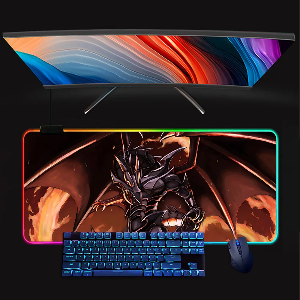 YuGiOh RED EYES ULTIMATE BLACK DRAGON RGB Pc Gamer Keyboard Mouse Pad Mousepad LED Glowing Mouse Mats Computer Mausepad