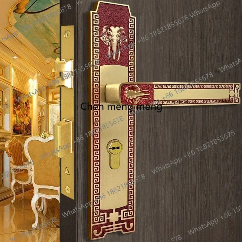 Brass Door Lock European Modern Style Bedroom Solid Wood Door Locks Silent Rose Gold Antique Lockset