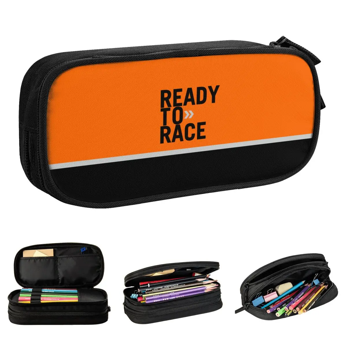 Ready To Race Enduro Cross Motocross Pencil Case Pencilcases Pen Box for Student Large Storage Bags Students  Zipper Stationery