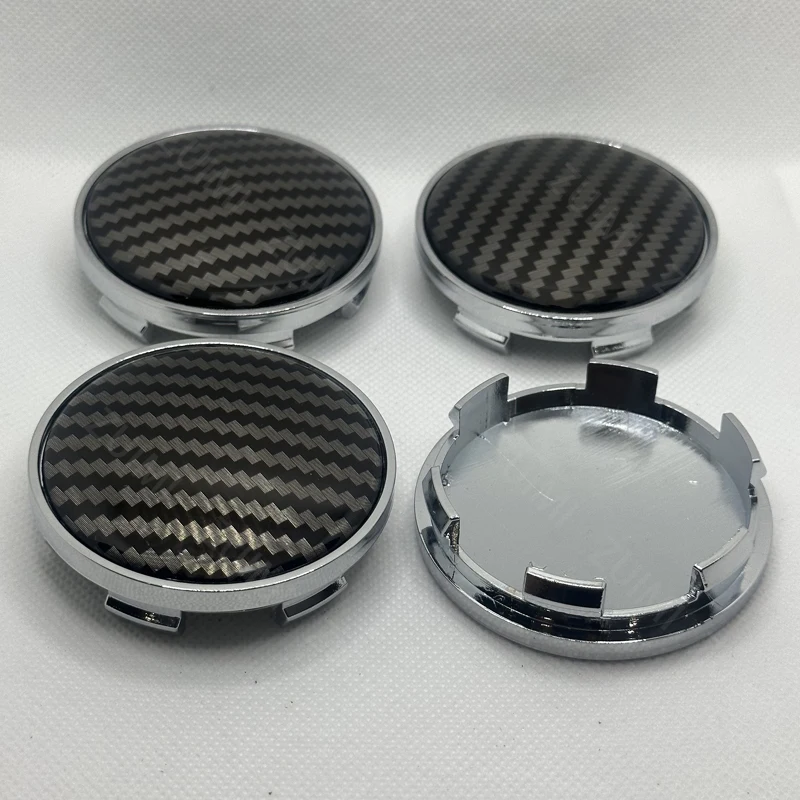 4Pcs 65mm Car Wheel Center Cap Black 3D Carbon Fiber Wheels Wheel Center Cap Set Vehicles Cover Practical Durable High Quality