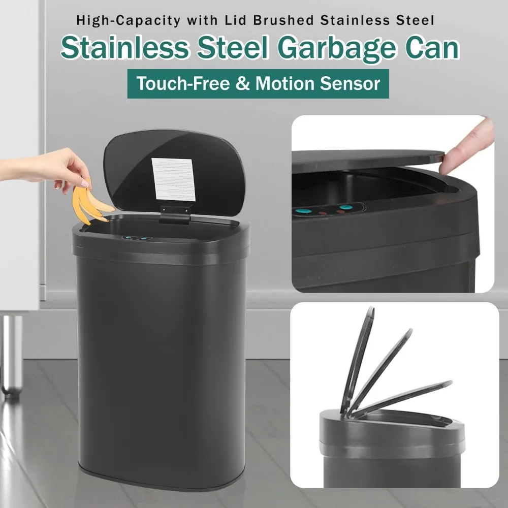 自動非接触式50リットル/13ガロンステンレス製大容量キッチンゴミ箱