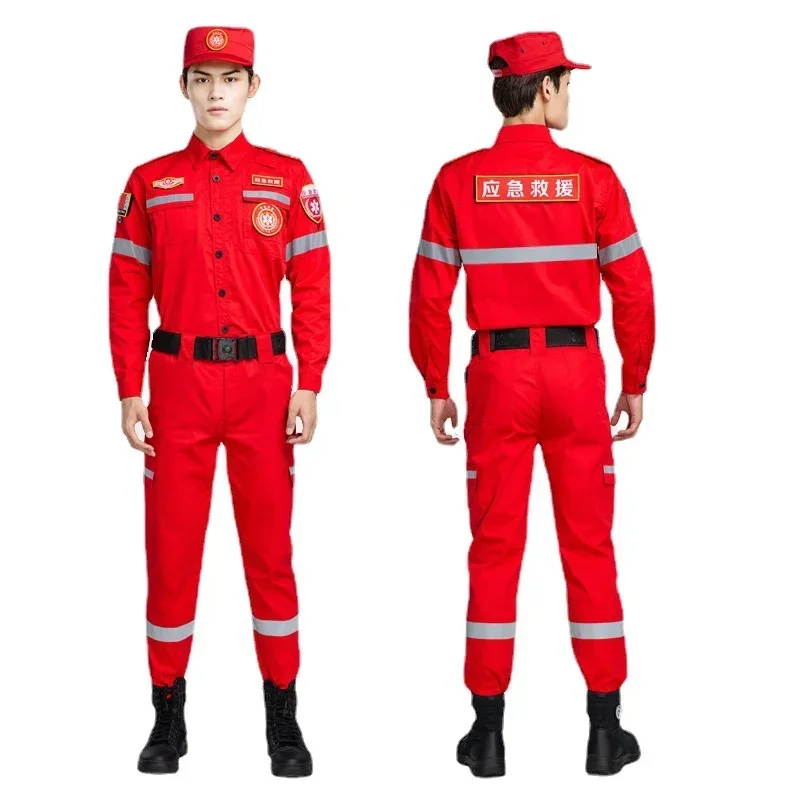 

New Fire Fighter Suit Emergency Rescue Clothing Disaster Relief Coat Anti-static Wear-resistant Coverall Labor Work Uniforms