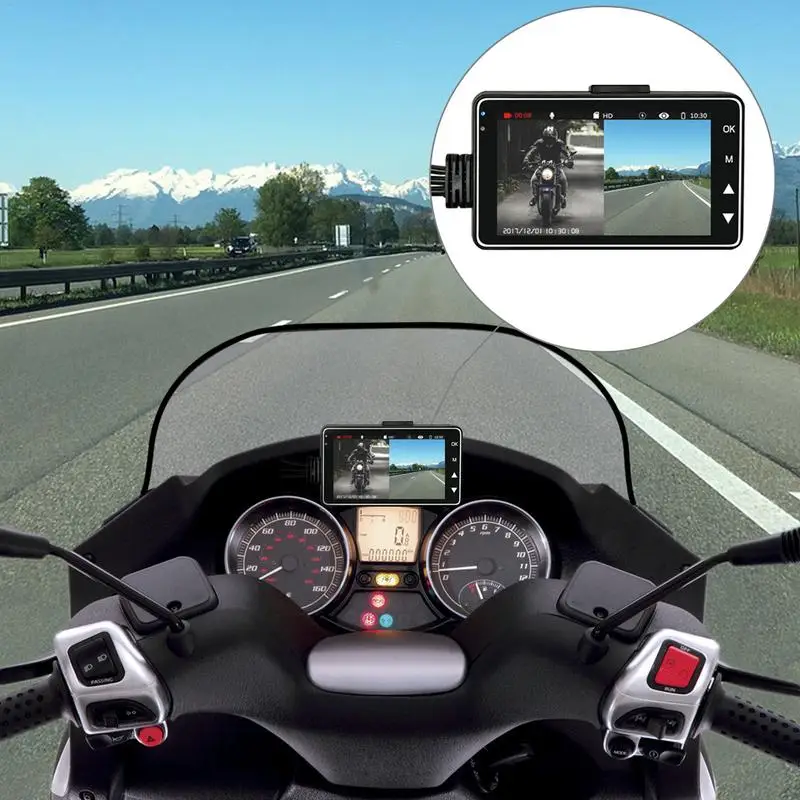 

Motorcycle Da-sh Cam With Dual-track Front Rear Recorder Da-sh cam 3 Inch Waterproof IP67 Camera WiFi GPS Motorcycle DVR Da-sh