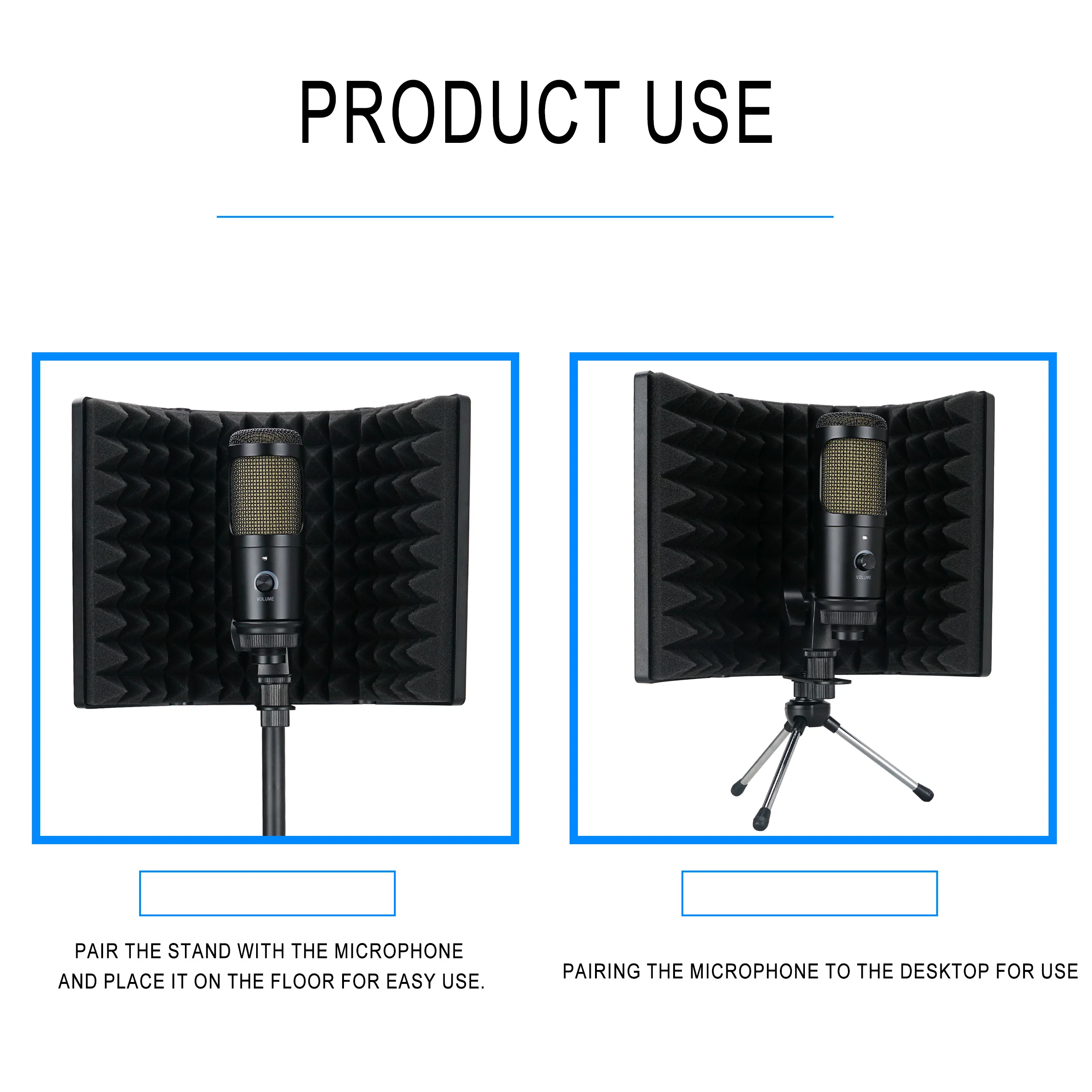 Microphone Isolation Shield, Foldable Mic Shield with Triple Sound Insulation Podcasts, Singing, and Broadcasting
