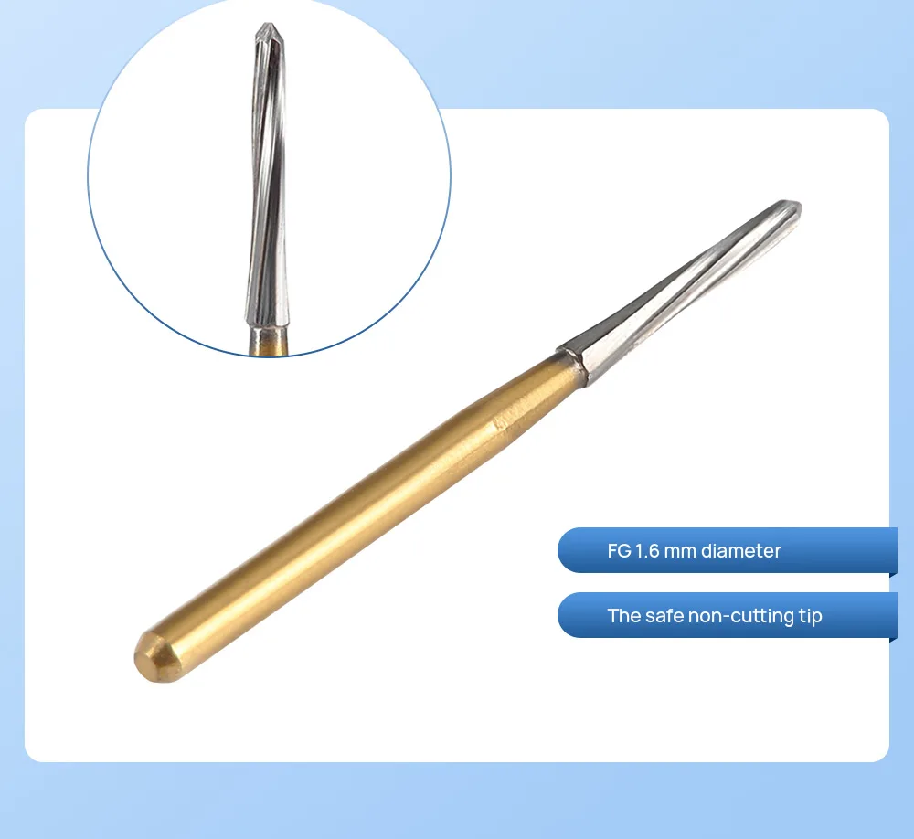 AZDENT Dental Endodontie-Hartmetallbohrer FG 1,6 mm für Hochgeschwindigkeitshandstück, sichere, nicht schneidende Spitze, chirurgische Endo-Wolfram-Knochenschneider – Detail 5