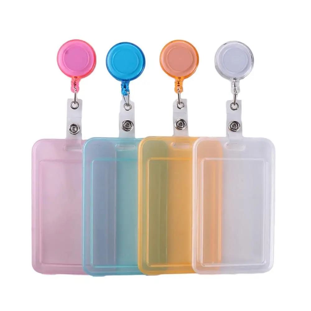 Retractable Pull Badge Holder Work ID Card Bus Card Holder Credit Cards Protector Transparent Card Cover Student Card Sleeves