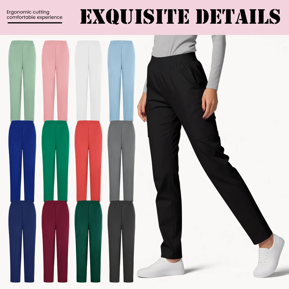 Nursing Scrub Pants Stretch Beauty Salon Workwear Medical Surgical Uniform Pants Pet Hospital Doctor Work Uniforms Accessories