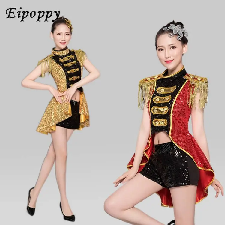 Jazz Costumes Women's Suit Adult Dancing Drum-Playing Costume Women's Team Inspiring Costumes