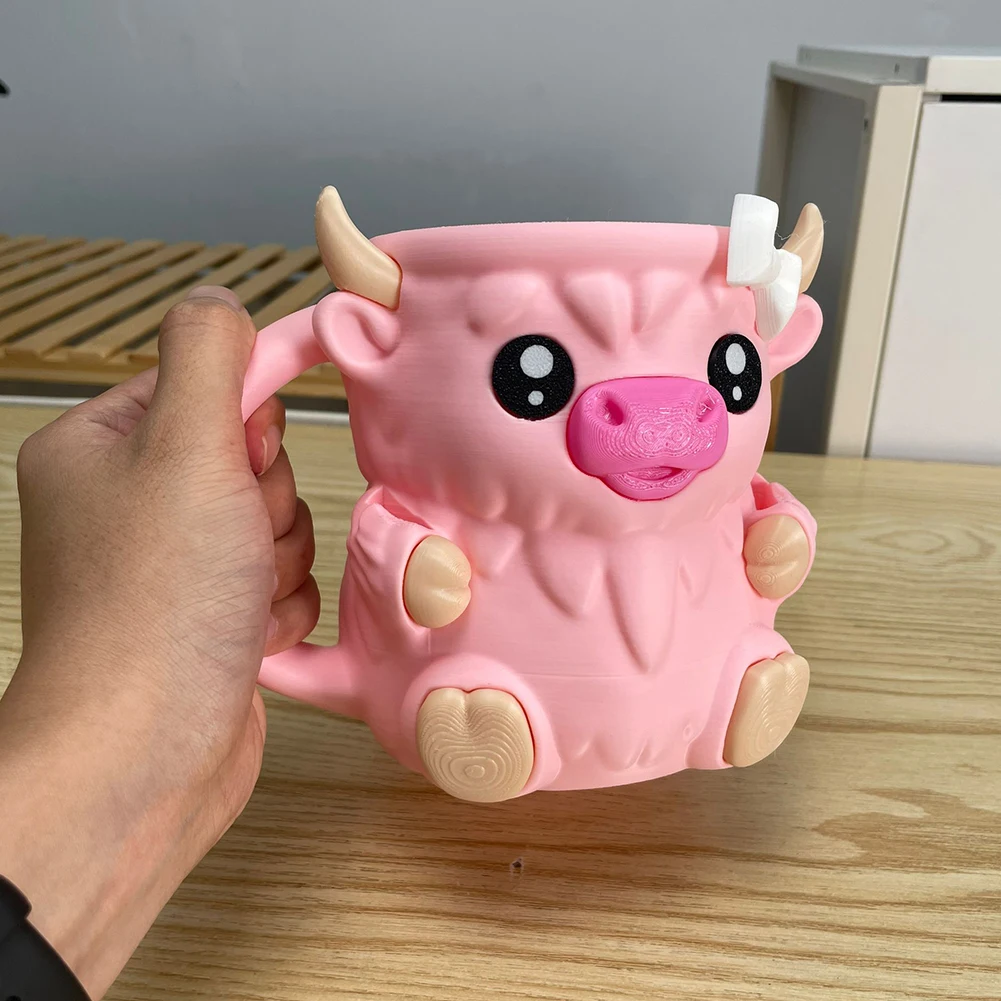 Highland vaca gelo pint titular reutilizável 3d impresso sorvete pint recipientes com lanche gaveta & alça highland vaca amantes presentes