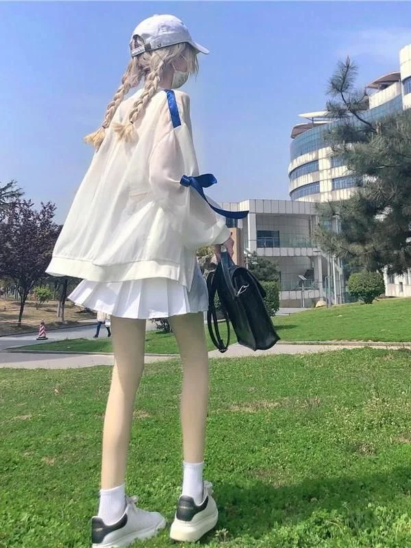 

Модная японская субкультурная женская студенческая свободная куртка Y2K с длинными рукавами, летняя тонкая верхняя одежда с защитой от УФ-излучения