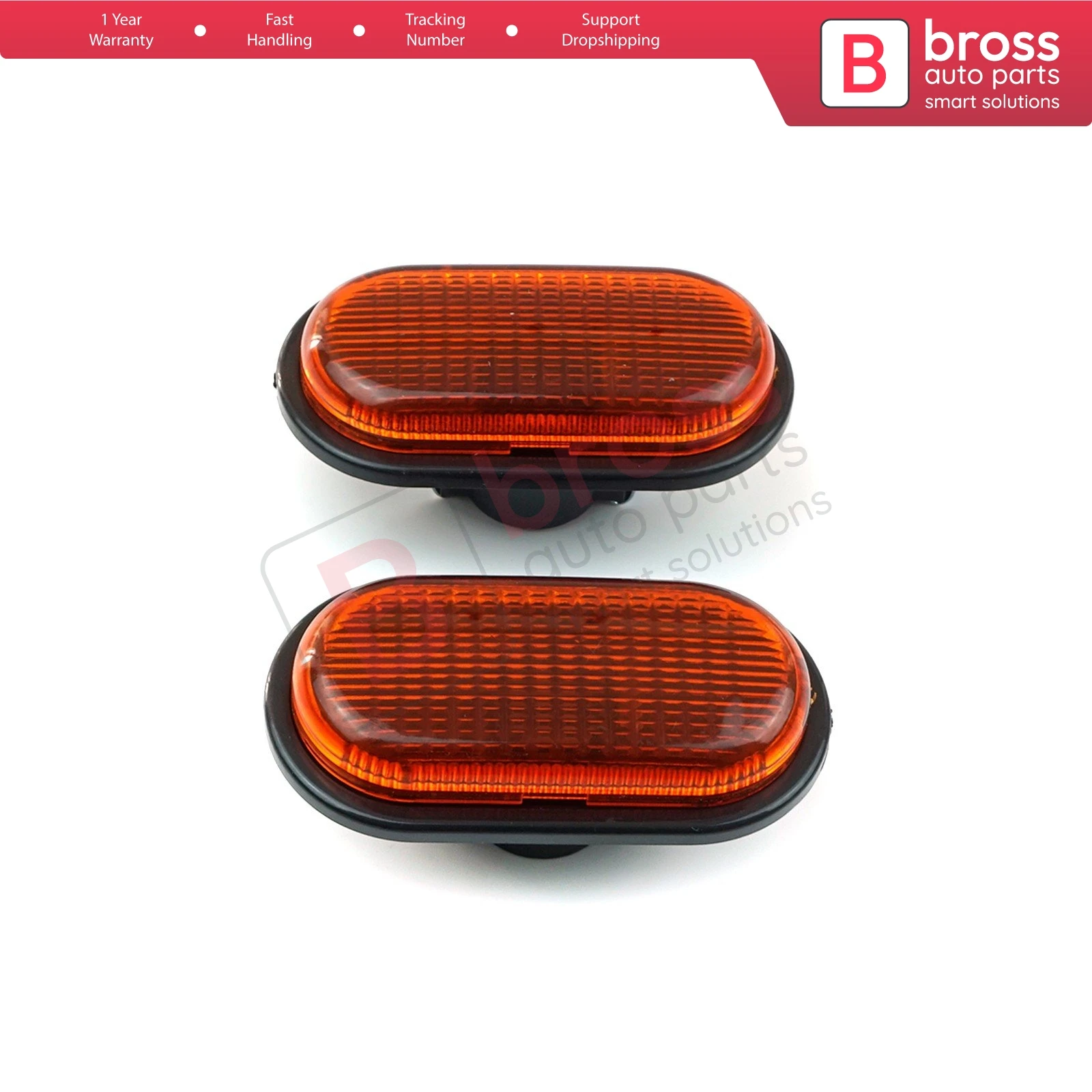 Bross BSP746 2 Pieces Side Indicator Lamp 7700822136 Left and Right 7700822136, 4500736, 2616000QAA for Renault Opel Nissan