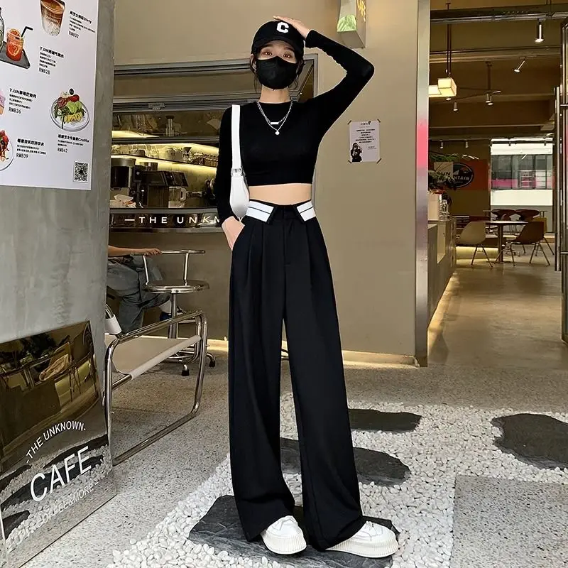 Women's Clothing Summer Korean Fashion Streetwear Chic Wide Leg Suit Pants Female High Waist Loose Straight Trousers Pantalones