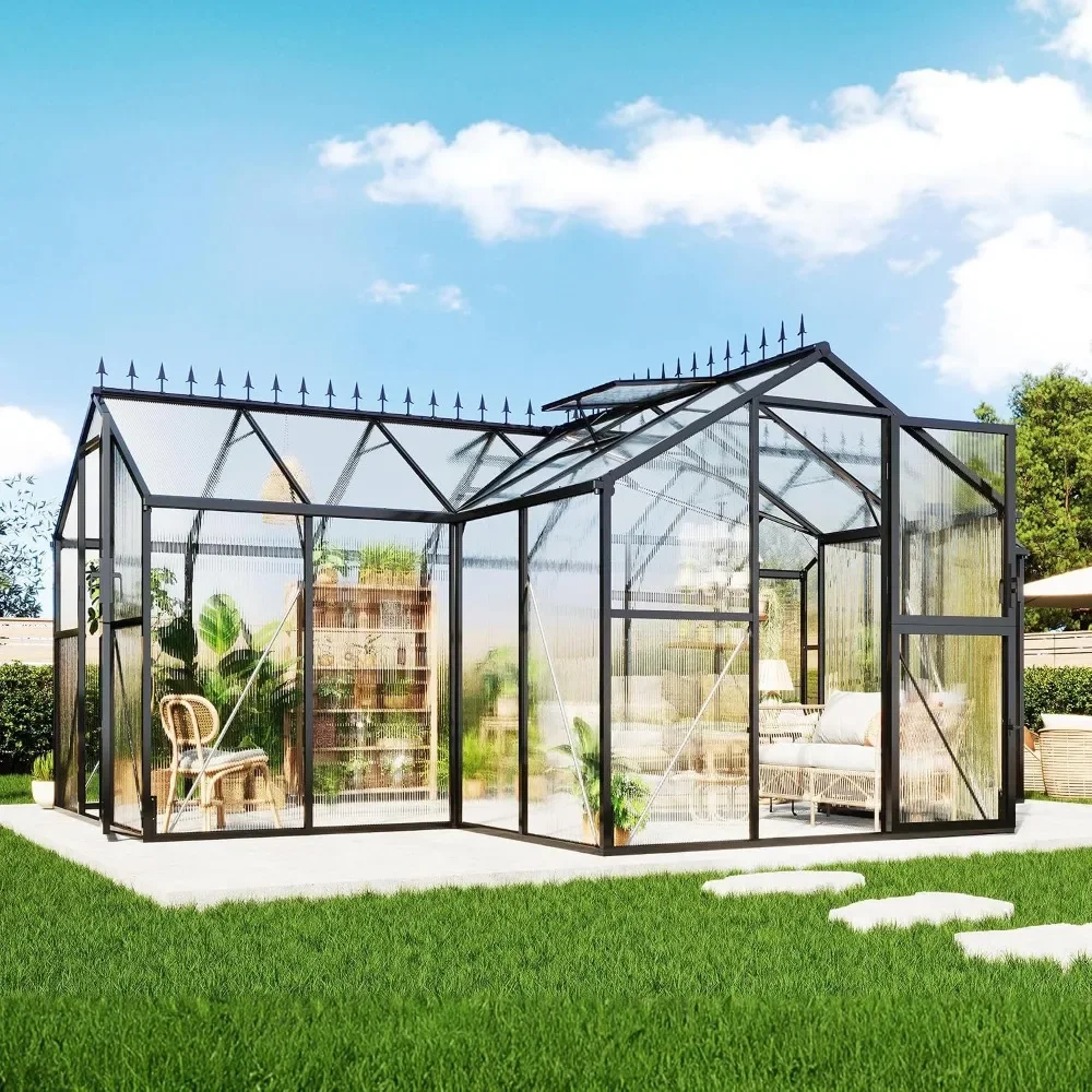 16.8 x 12 x 7-Ft T-Shaped Walk-in Greenhouse, Custom