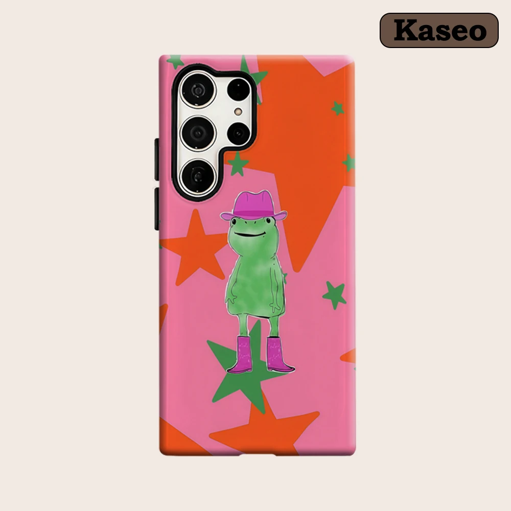Kaseo Phone Case for Samsung Galaxy S26 S25 Ultra S24 S23 Ultra Plus Shockproof Double Layer Western Cowboy Frog Cover