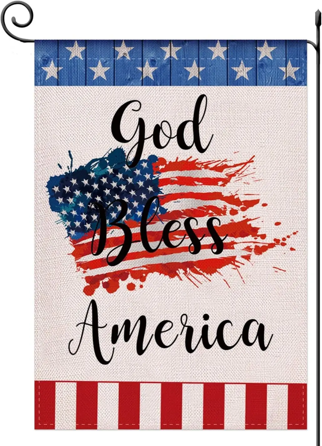 Home Decorative God Bless America Patriotic Rustic Garden Flags Double Sided, 4th of July Independence Day Memorial Day Burlap W