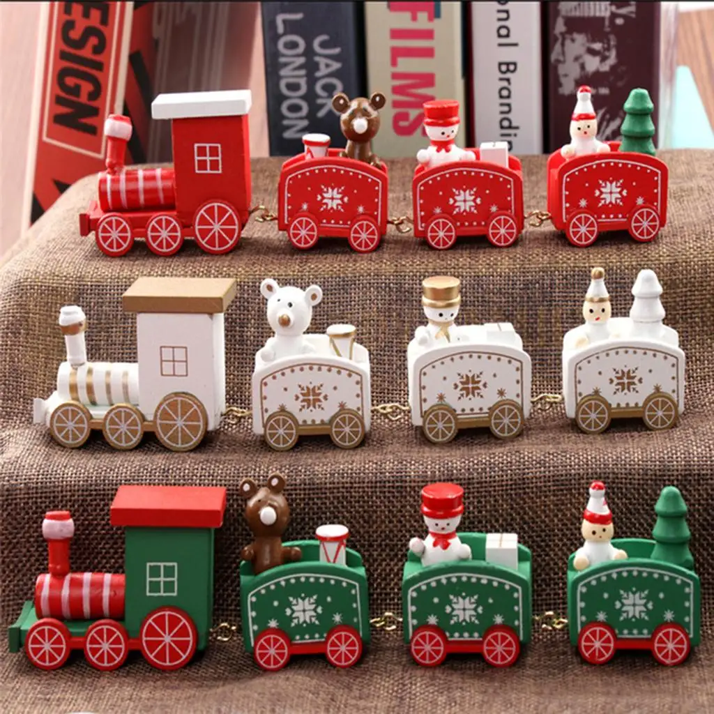 Wooden Train Ornaments Kids Gift Toy for Christmas Party Kindergarten Decoration