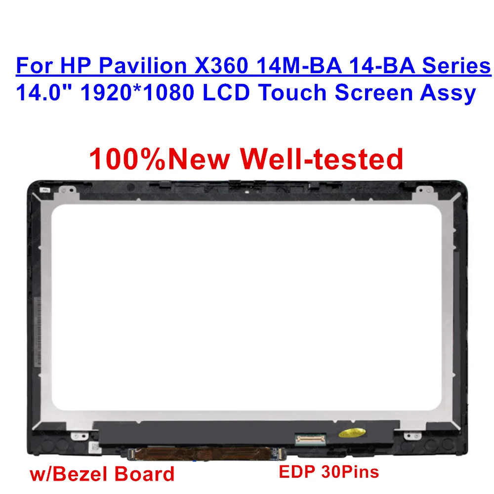 New for HP Pavilion X360 14M-BA 14-BA Series LCD Touch Screen Assembly with Bezel Board 14