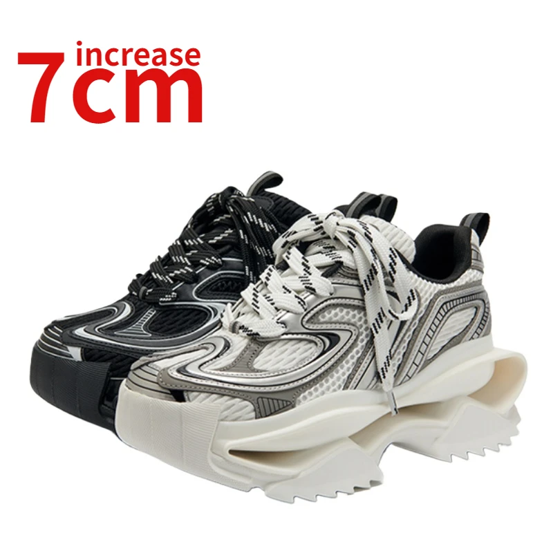 Future Style New Functional Style Dad's Shoes for Men 7cm Increased Couple Hollow Out Heightened Breathable Street Sports Shoes