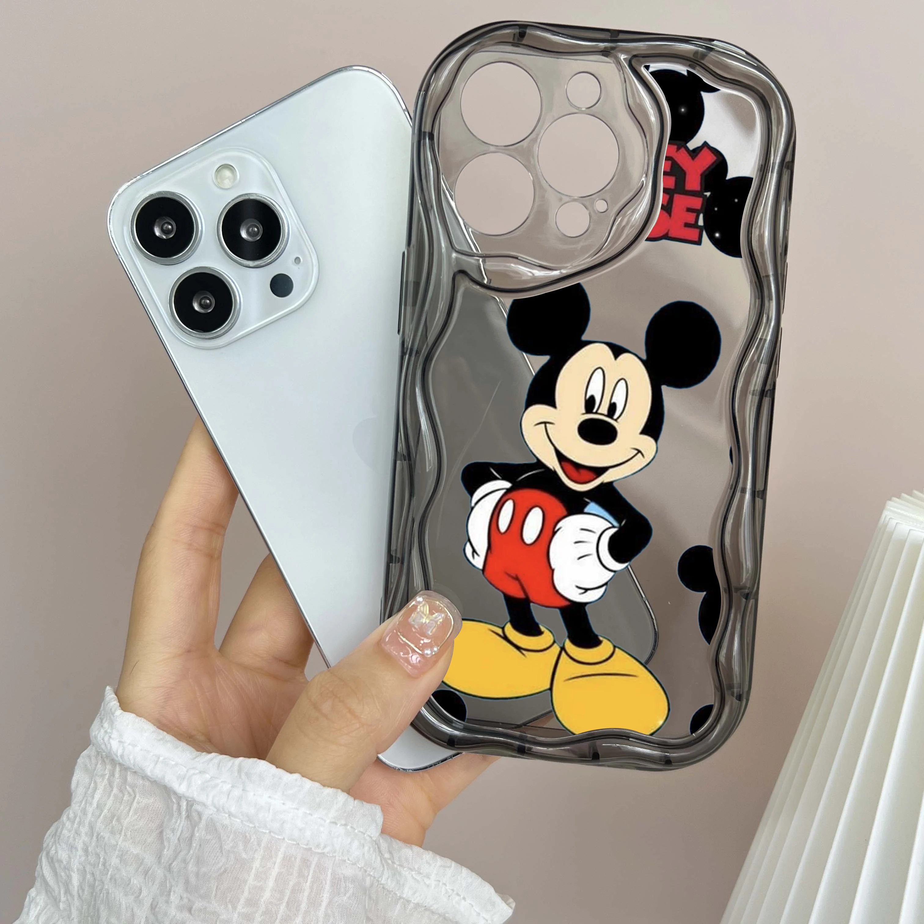 for iPhone 16 Pro Max Phone Case Cream pattern Wave edge TPU Soft Cases for iPhone 16 Plus SS29 Disney Mickey Mouse Mickey art