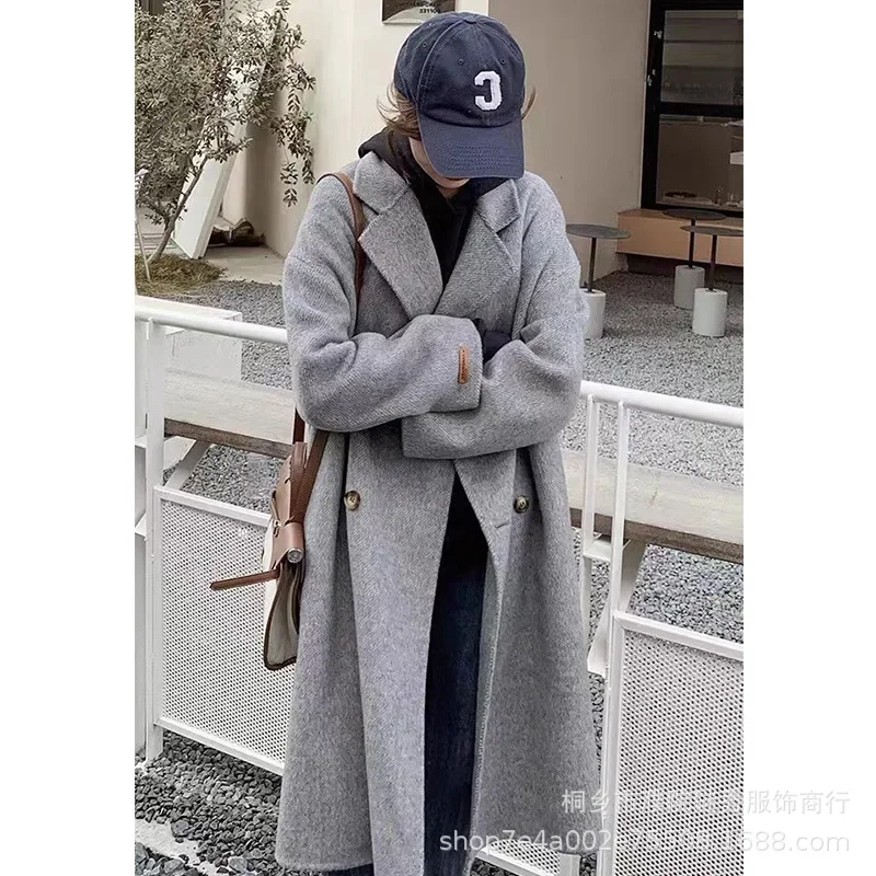 [High version baby camel fleece] New Korean version ultra-fine double-sided cashmere coat, women's versatile baby camel fleece