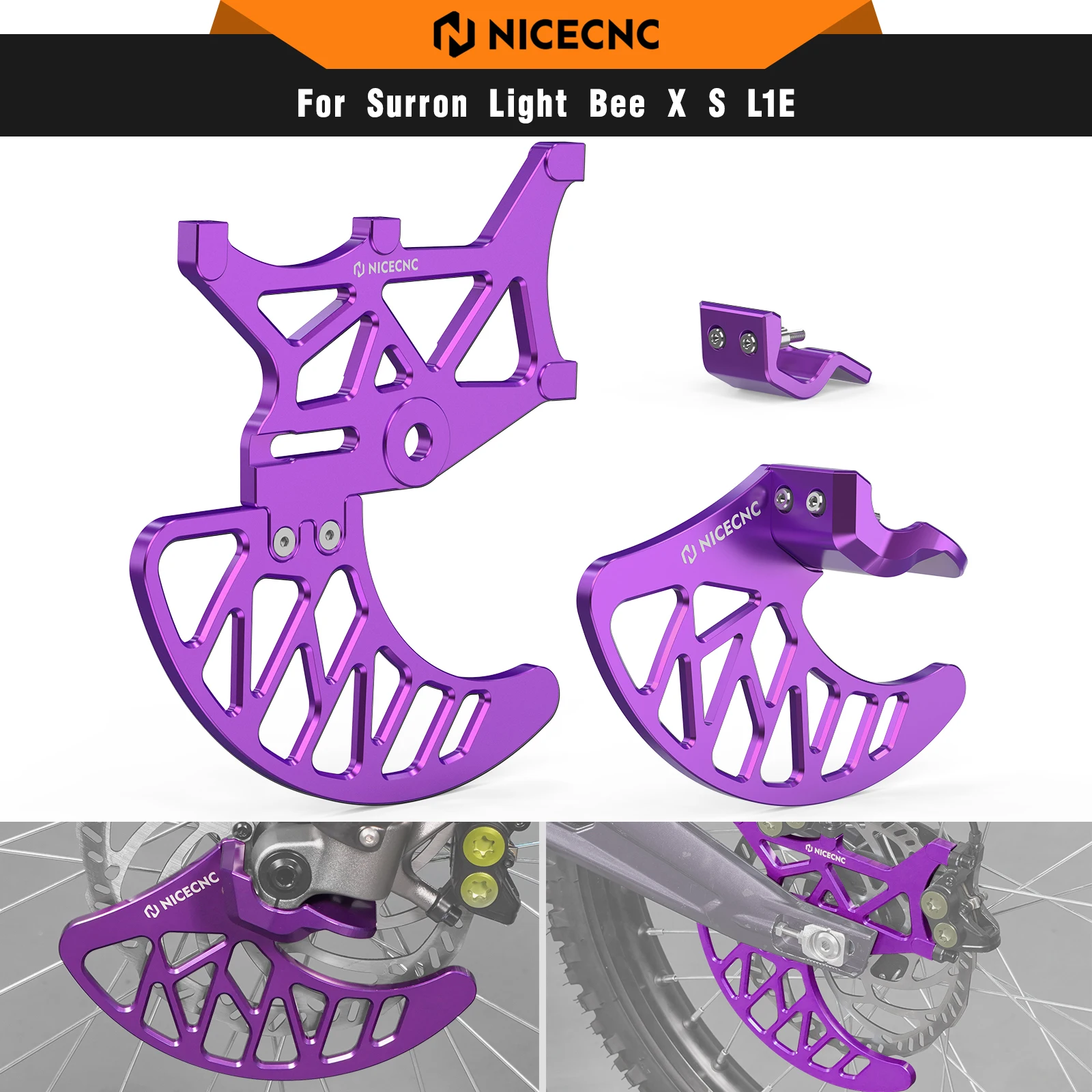 

NICECNC For Surron light bee X S L1E Front Rear Brake Disc Guard & Front Fork Leg Guards For Segway X160 X260 Electric Dirt Bike