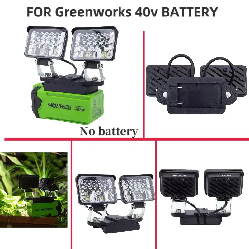 Led Rechargeable Lamp For Greeneorks 40v G-MAX29472 29462 29252 Lithium Battery Cordless High Power Work Light Torch(No Battery)