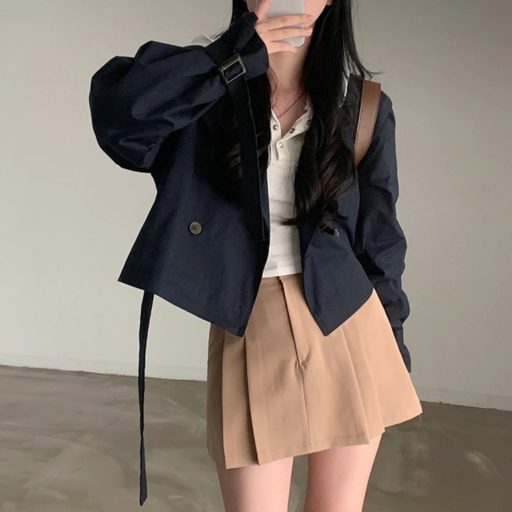 معطف نسائي من Faionable ort Jaet أنيق للخريف والشتاء بياقة وزر واحد وفضفاض معطف طويل Sve #2