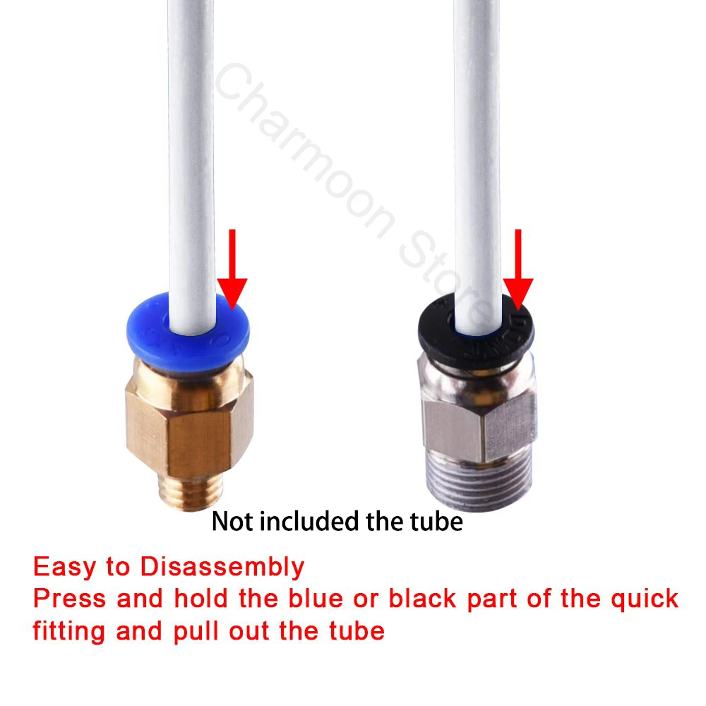 20pcs/lot PC4-M10 Straight Pneumatic Fitting Push to Connect + PC4-M6 Quick in Fitting for 3D Printer Bowden Extruder