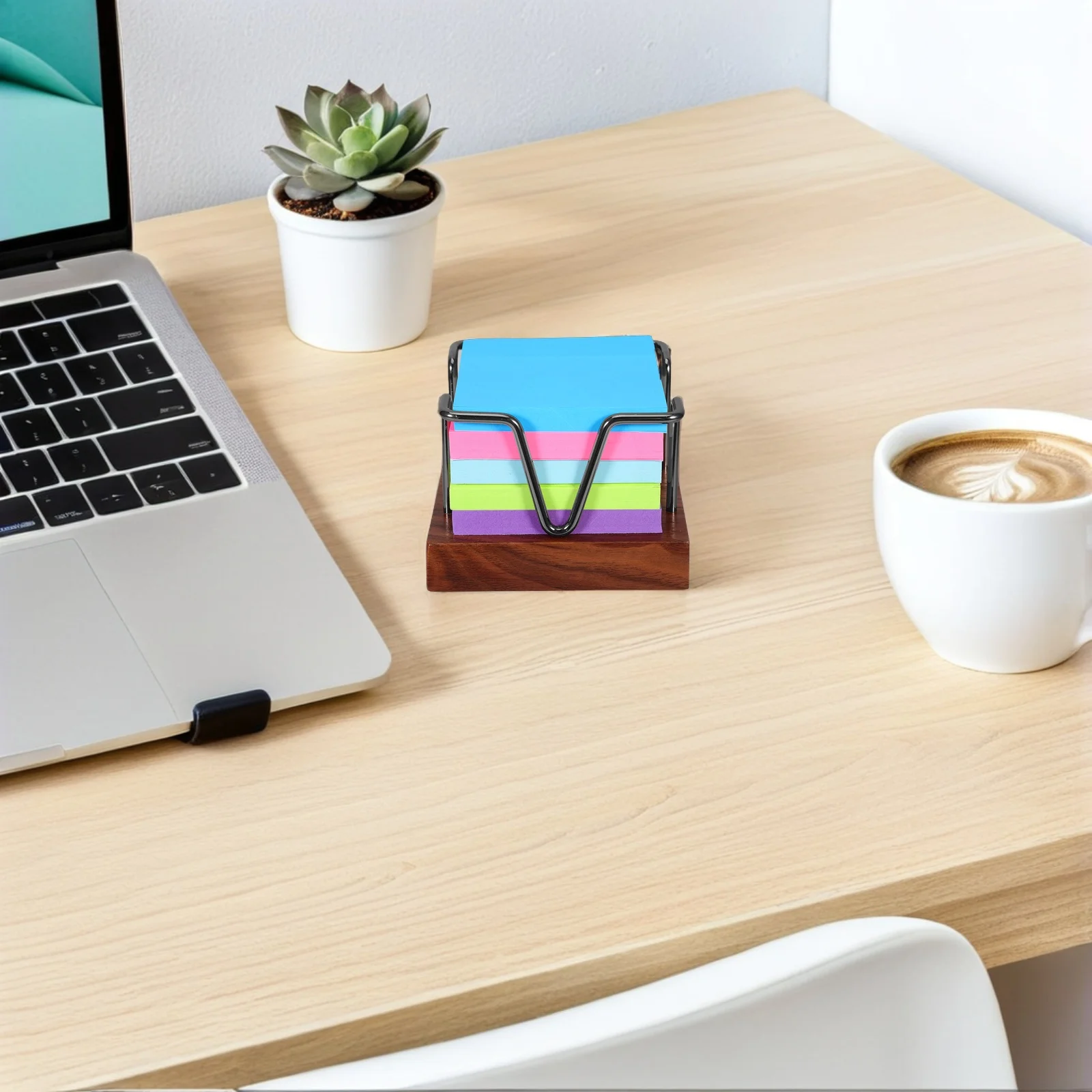 

Wooden Desktop Organizer Large Capacity Note Holder For Memo Pads Self-Stick Notes Stylish Compact Memo Holder