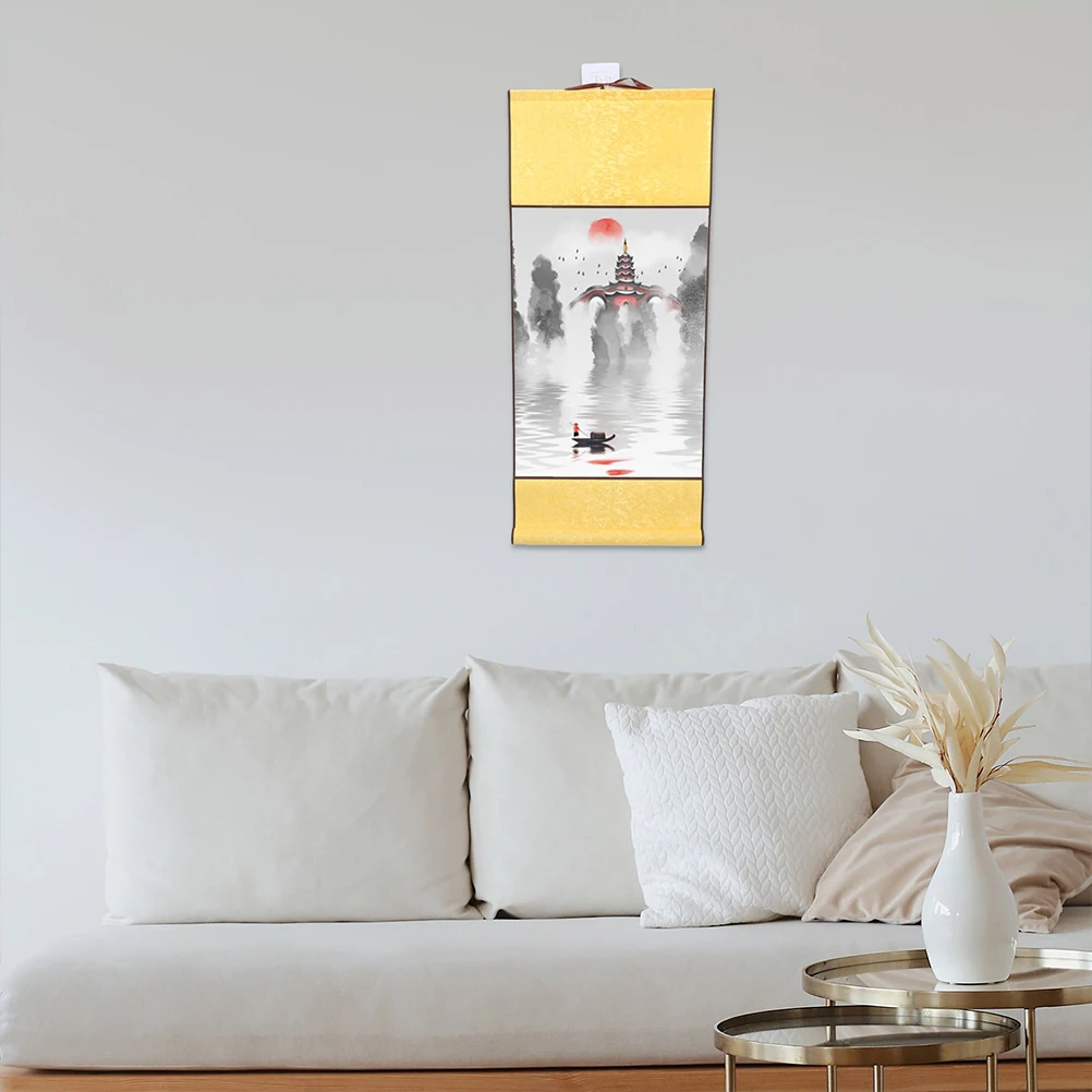 

2pcs 2 Rolls Golden Yellow Blank Rice Paper Hanging Scroll 4ft 6 Panel Calligraphy Painting Art Supply Bedroom Display