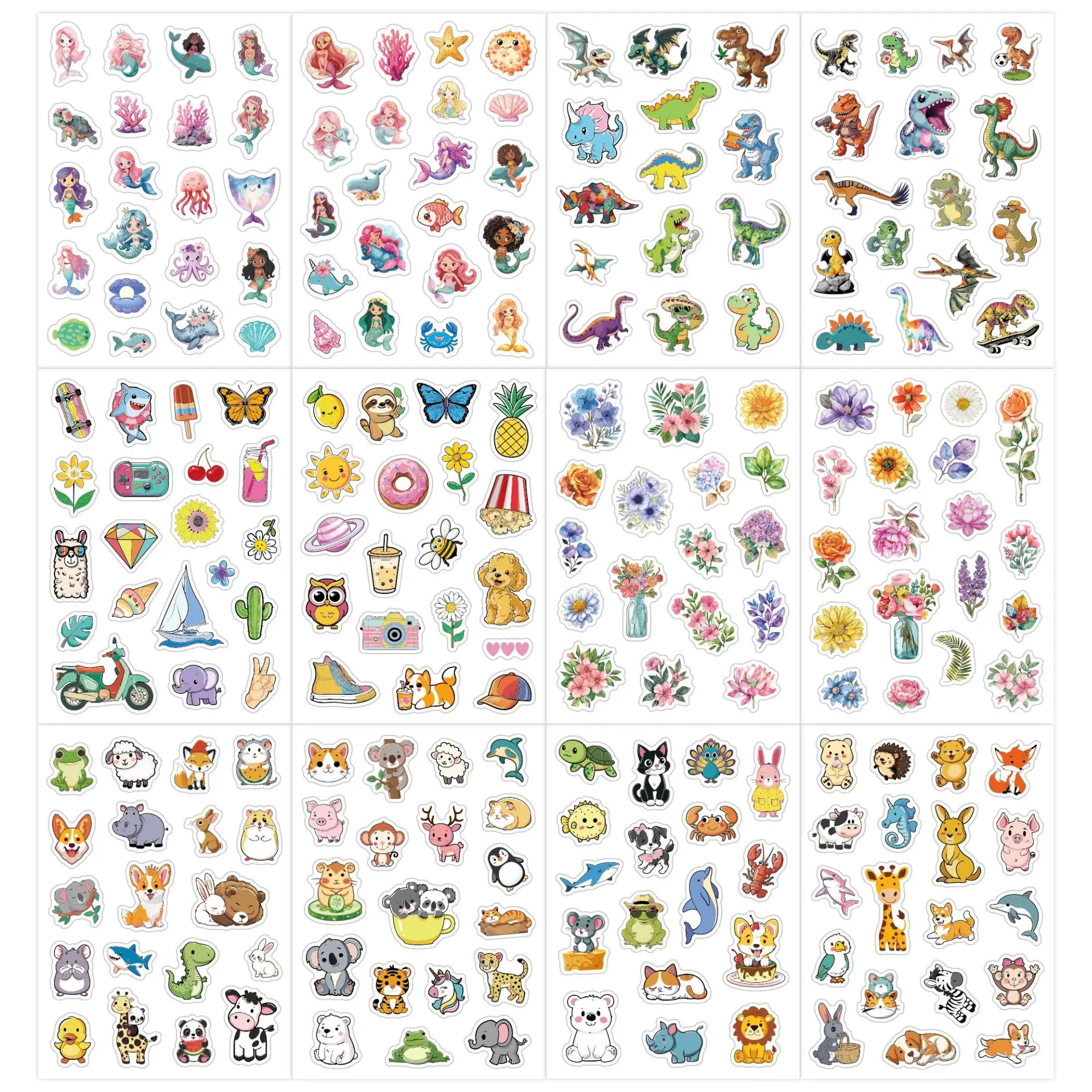 200 Pcs Single Sheet Small Size Cartoon Stickers Waterproof Euro American Graffiti Guitar Decor for Luggage Water Bottle Laptop