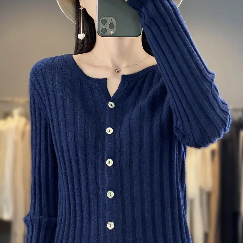 

Autumn Winter Knitted Cardigan Sweaters Women's Short Sleeve Slim Fit Versatile Sweater Coat Female