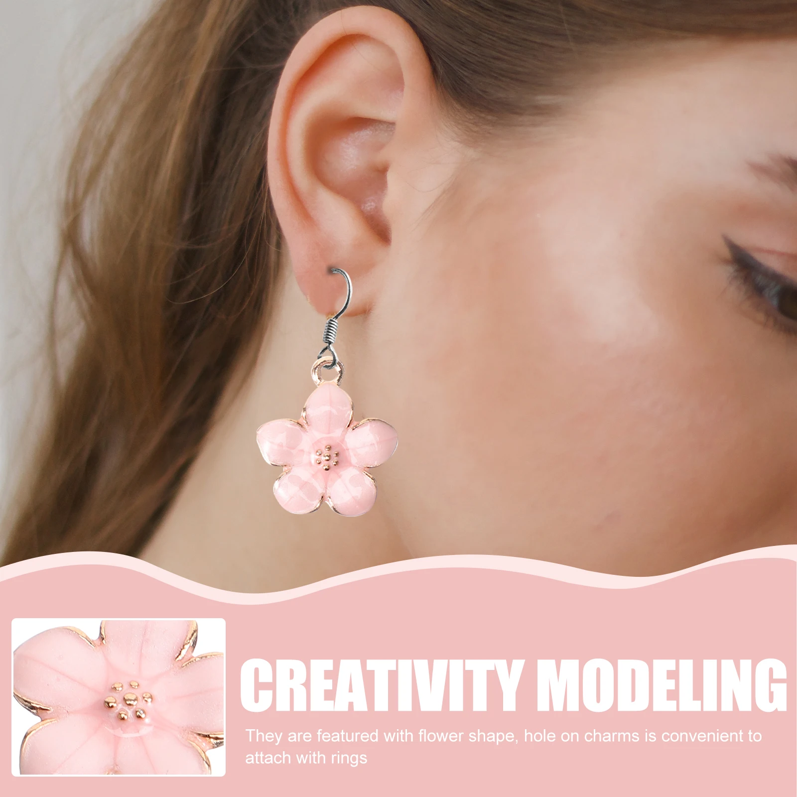 

50pcs Pink Cherry Blossom Pendants Lightweight Alloy Flower Charms for DIY Jewelry Making Necklace Supplies Decorative