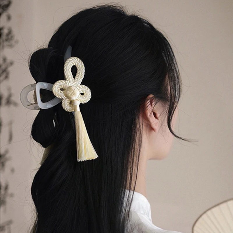 Neue Chinesische Stil Alten Stil Hand Gewebte Quaste Acryl Clip Elegante Würdevolle Cheongsam Hanfu Geflochtene Hochsteckfrisur Haar Zubehör – Detail 6