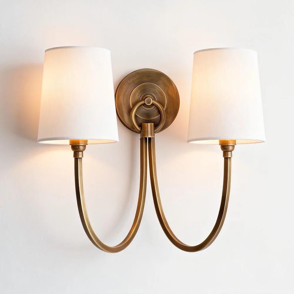 European Modern Minimalist LED Wrought Iron Wall Lamp Fabric Lampshade Living Room Corridor Corridor Stairs Bedroom Bedside Lamp