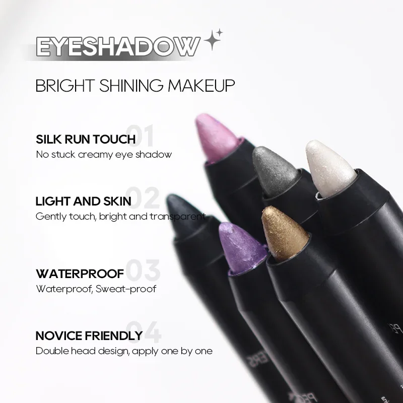 6 Colors Eyeshadow Pencil Stick, Waterproof Pearly Shimmer Glitter Eyeshadow Eyeliner Pen, Long Lasting Eye Makeup Tool