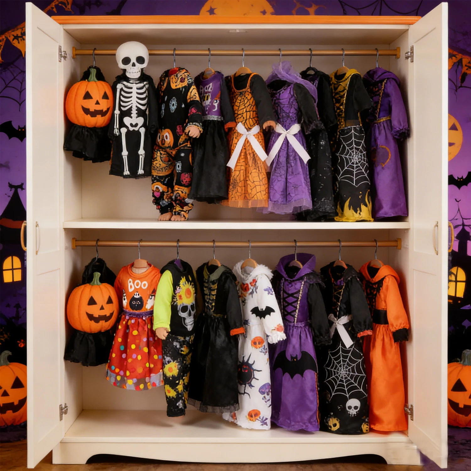 43cm bebé recién nacido ropa de muñeca de Halloween Festival calabaza, disfraces de esqueleto para 18 pulgadas americano, OG, accesorios de muñeca de chica de la vida