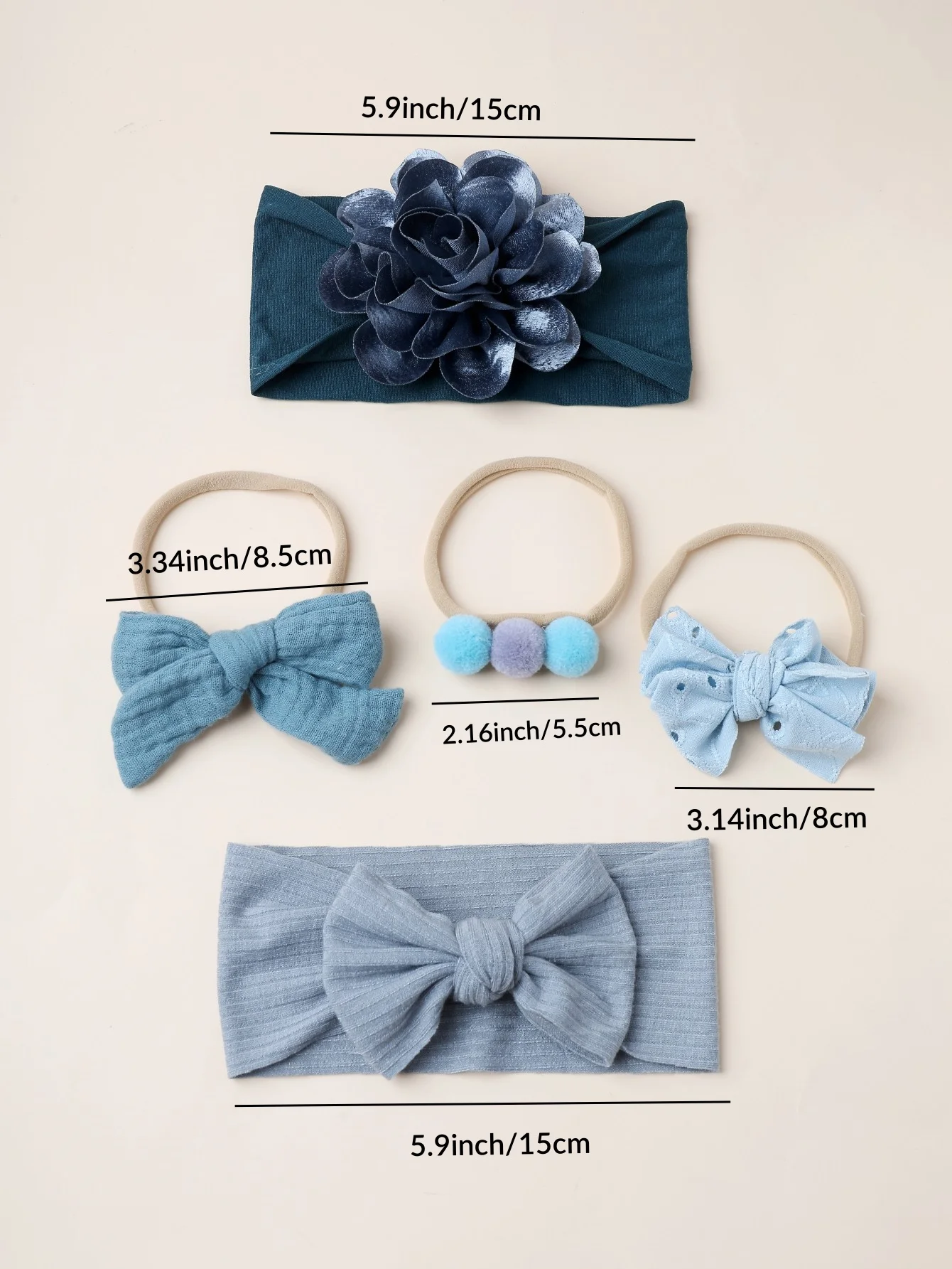 5Pcs Baby Headbands Newborn Girls Flower Lace Bows Hair Bands Soft Children Turban For Babies Toddler Kids Hair Accessories