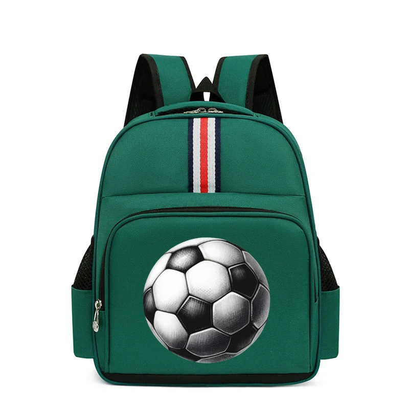 Backpack for Kindergarten Boys Girls New Football Print Shoulder Schoolbag Watercolor Soccer Zipper Bookbag Ball Kids Backpack