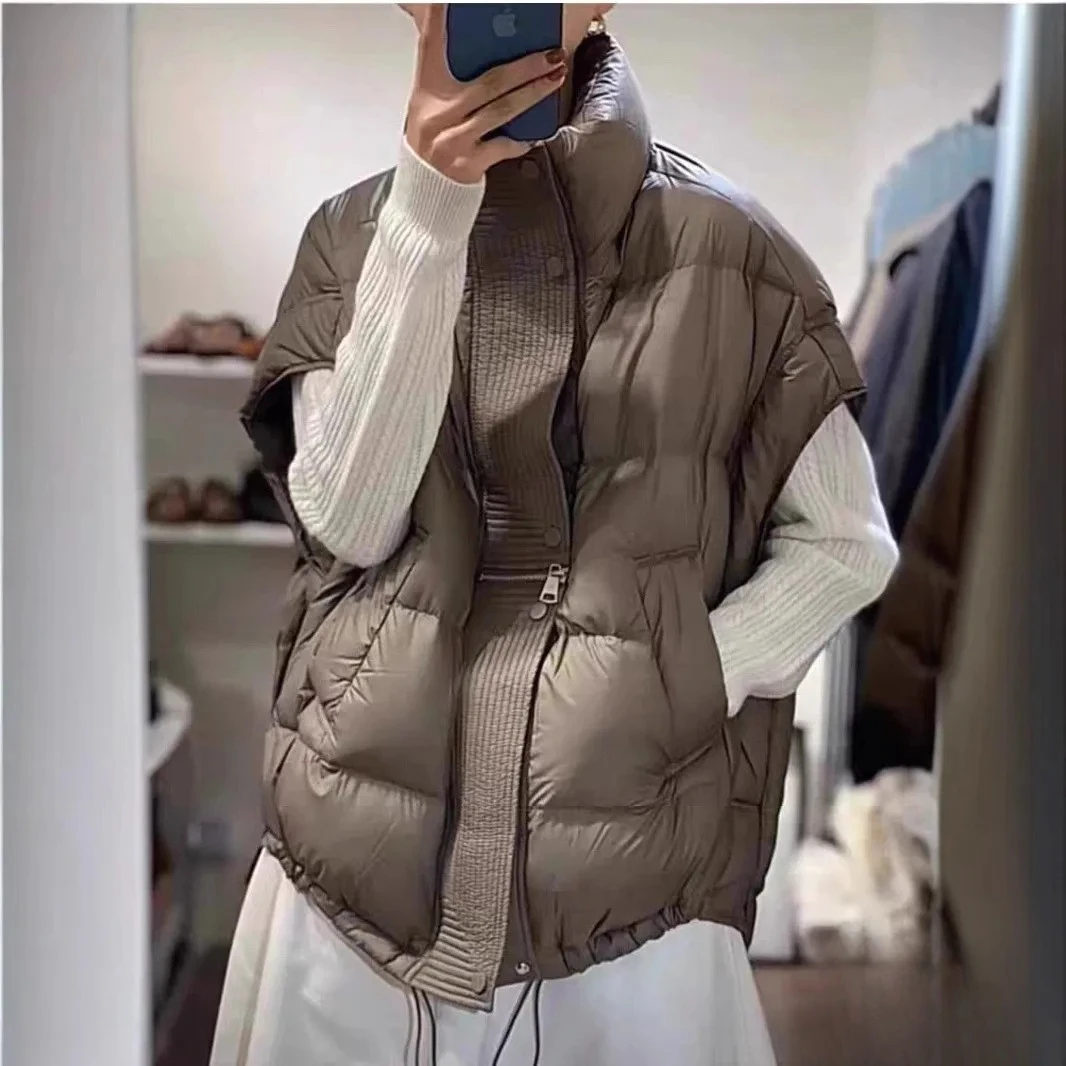 فضفاض التخسيس تنوعا قصيرة شخصية ملابس خارجية أناقة سترة عادية الوقوف طوق المرأة أسفل سترة 2025 الخريف الشتاء #2