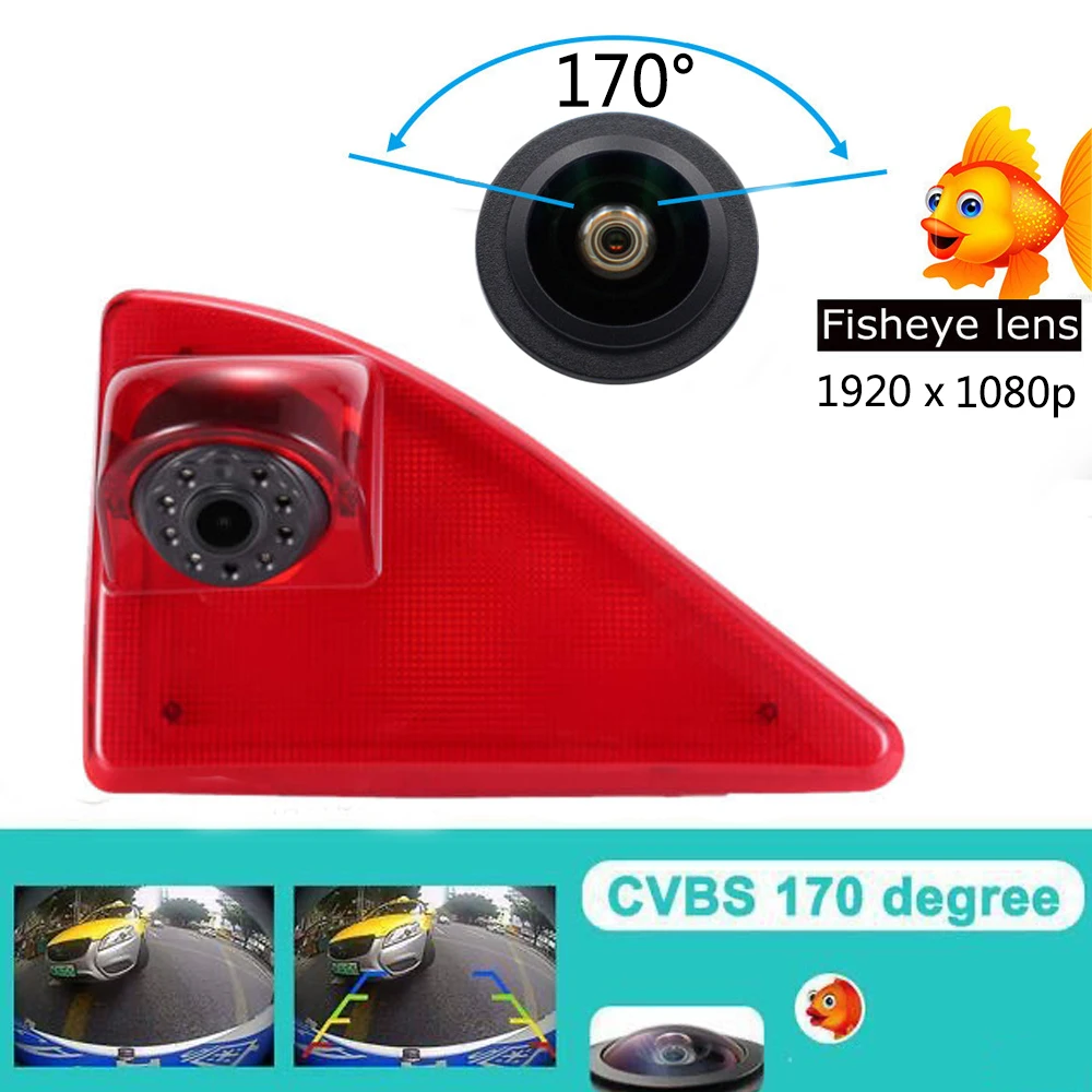 Car Backup Camera Fisheye 170° 1080p for Opel Vauxhall Movano Renault Master Nissan NV400 ab 2010 3dr Brake Light Red Kombi CCD