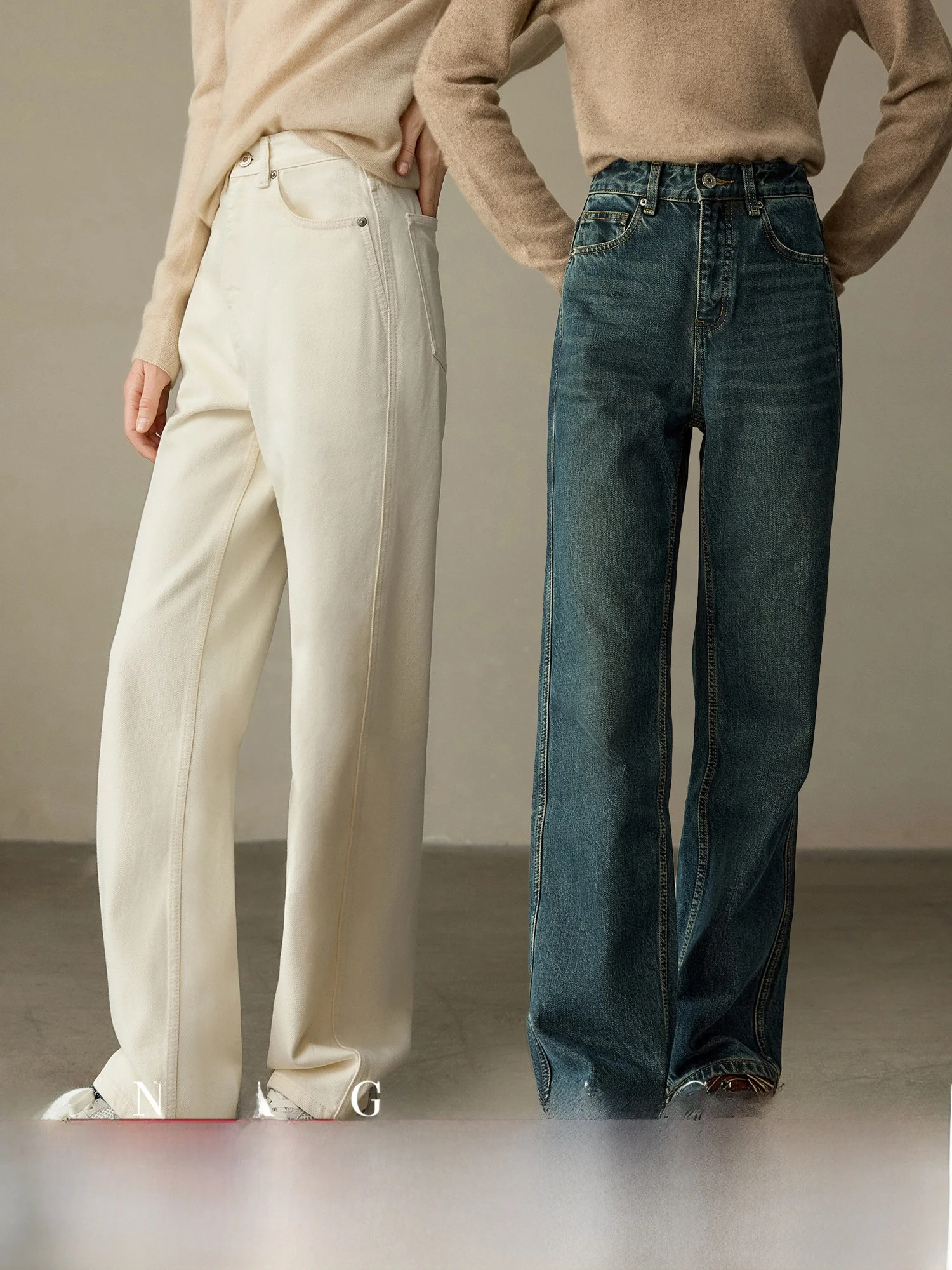 

Женские прямые широкие джинсы с высокой талией на подкладке, осень-зима, новые джинсовые брюки Pumpkin Valley, длинные брюки