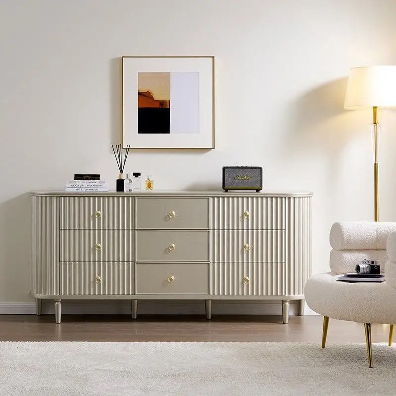 

American light luxury chest bedroom bed end solid wood nine chest room storage cabinet against the wall living room