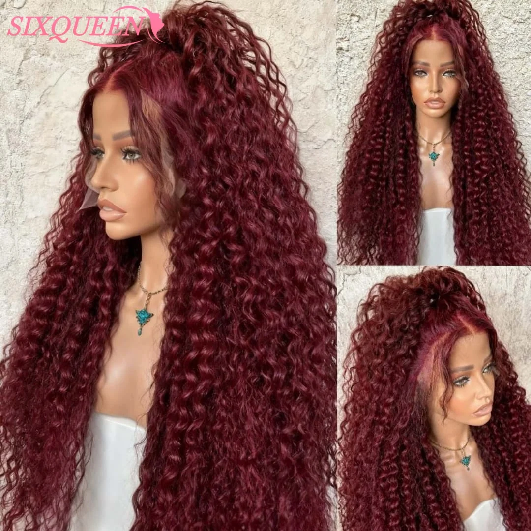 بورجوندي موجة عميقة الدانتيل الباروكة الأمامية شعر الإنسان 30 بوصة HD الدانتيل الشفاف شعر مستعار أمامي قبل قطعها الملونة أمامي باروكة من شعر طبيعي