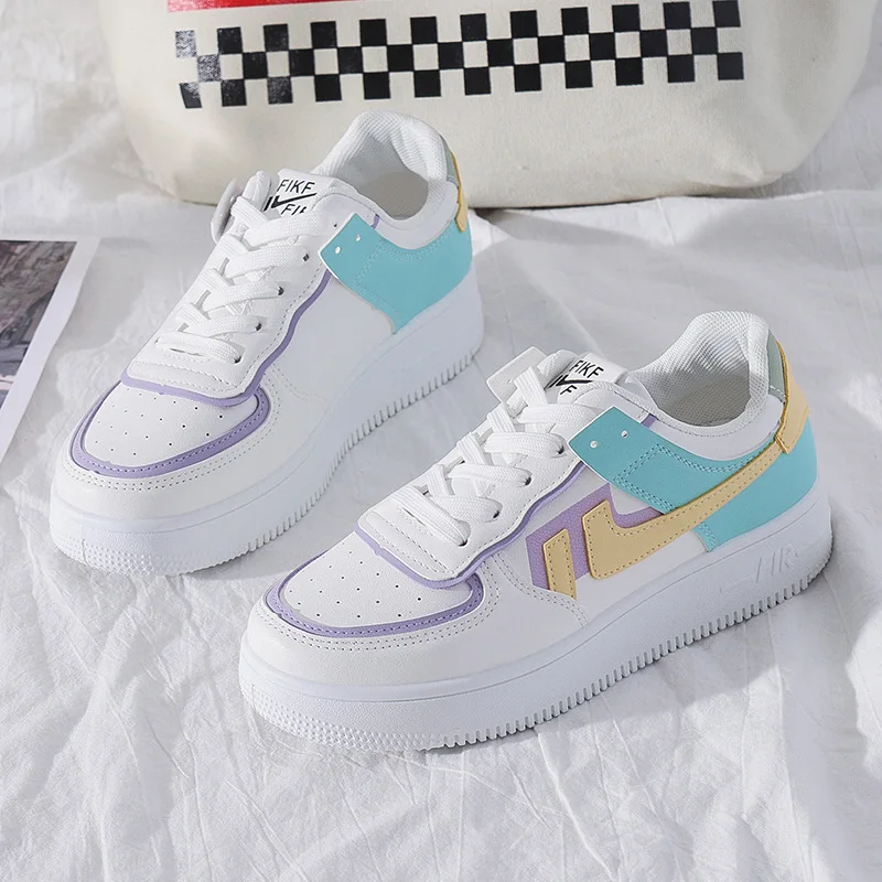 Of White Women Sneakers White Pink Tennis Lovely Casual Shoes Female Student Blue Low Top Platform Flats Ladies Vulcanize Shoes