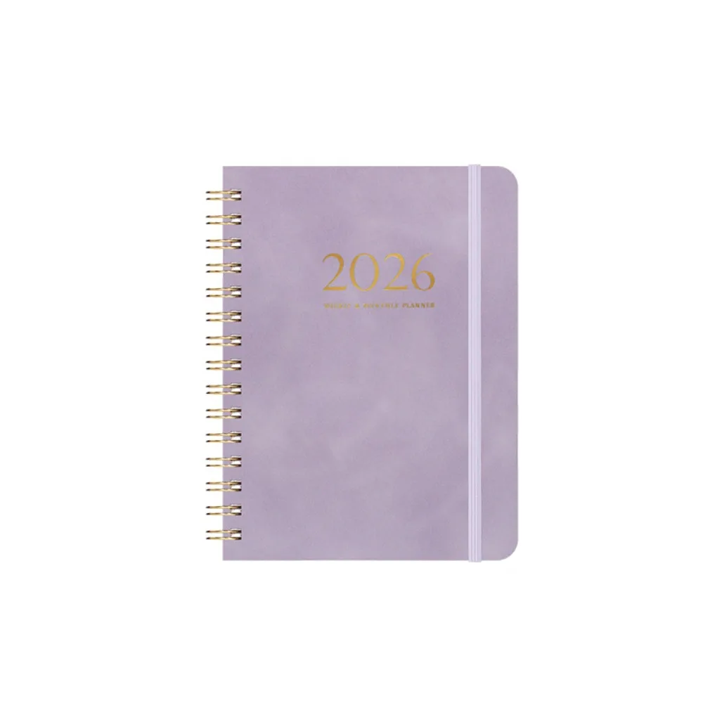 

A5 2026 Weekly Monthly Planner Calendar Self-fill Coil Schedules Notebooks with Strap PU Leather Cover Daily Notebook School