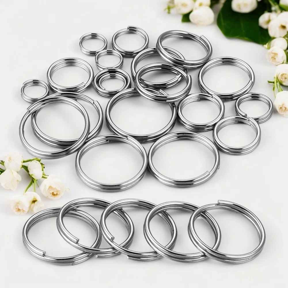 100Pcs 8-15mm Stainless Steel Split Ring Open Single Loops Jump Rings Connectors for DIY Jewelry Making Findings Accessories