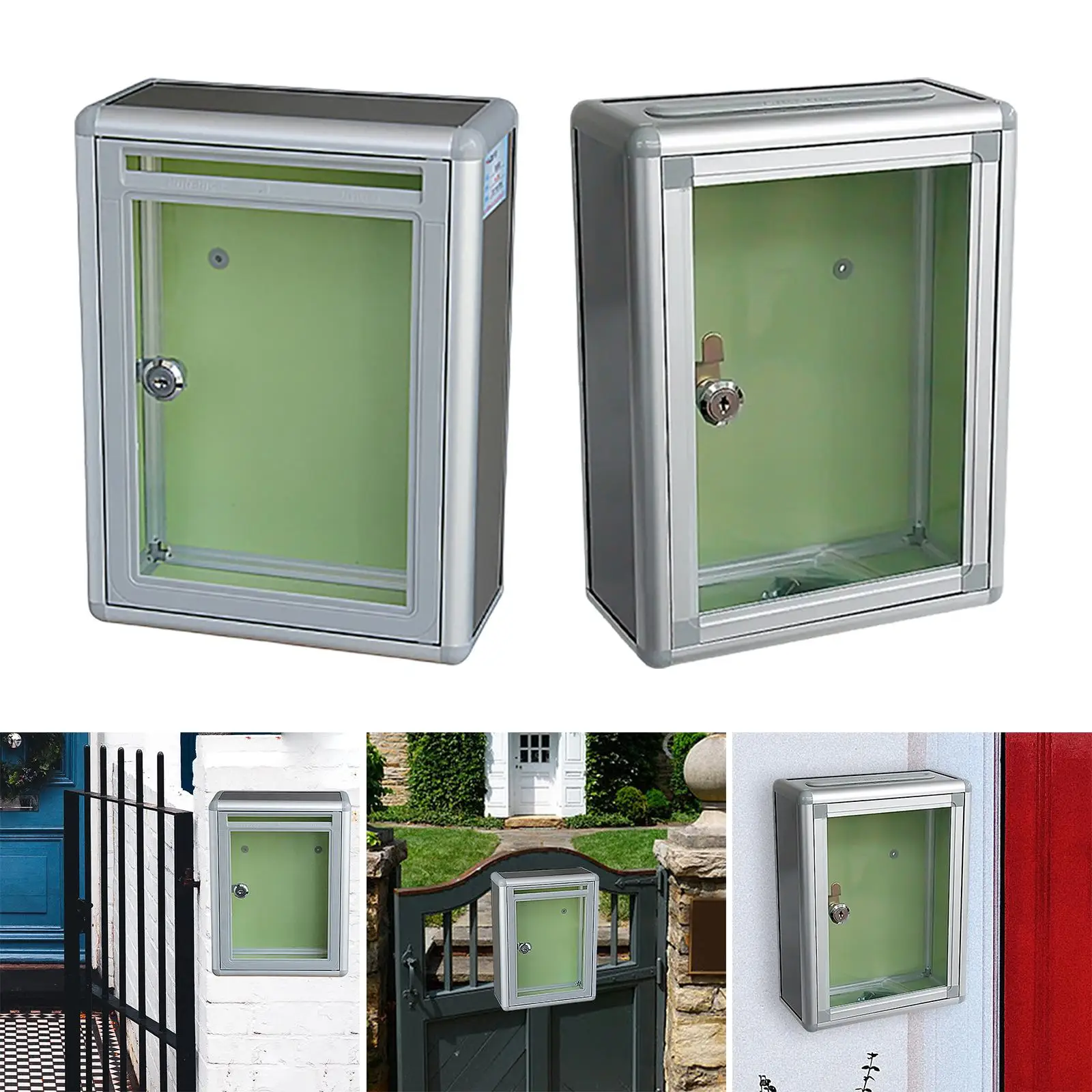 Locking Wall Mount Mailbox Metal Newspaper Letterbox Mail Box for Outdoor Office