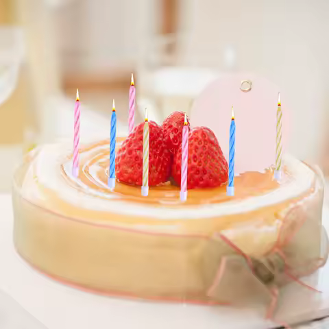 60Pcs Relighting Candles Prank Trick Funny Birthday Party Joke Candles for Cake Cupcake Decorations Blowout Usage